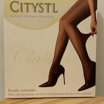 CITYSTL Classics Sheer Tights Nylons 2 Pairs BLACK Plus Size Size XL Brand New